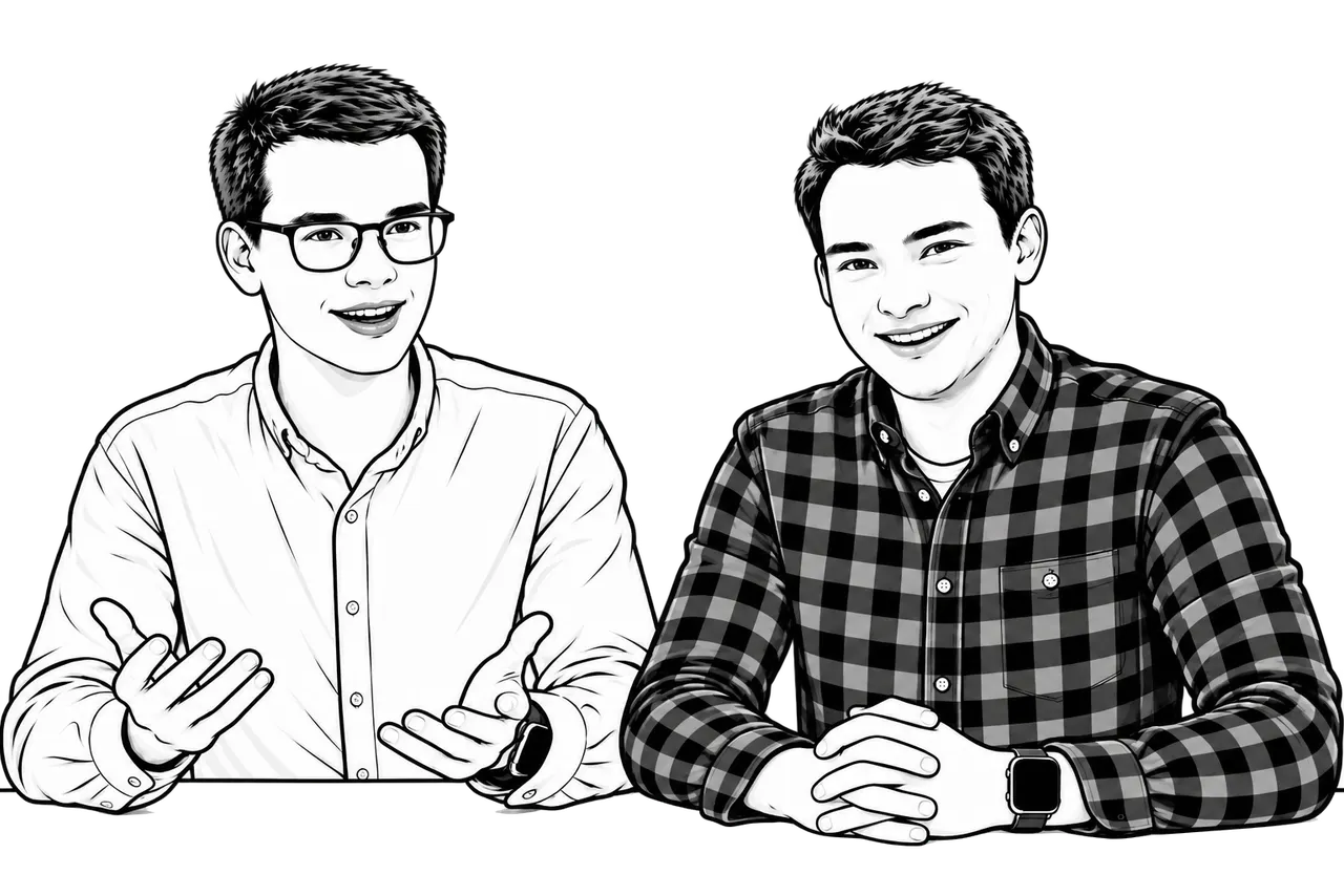 Illustration der Gründer von nuonic Digital — Alex Jank und Benedikt Rillox